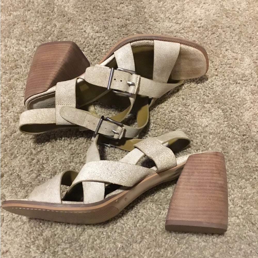 Vince Camuto Cream Strappy Block Heels